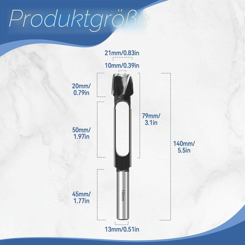 Deep Tenon Drill for Carpentry Work, 8mm, 10mm, 12mm, 15mm, 20mm, 25mm, 30mm, 35mm, 40mm, Wood Dowel Hole Cutter, Tenon Cutter, Cork Drill, Deep Dowel Cutter (10mm)