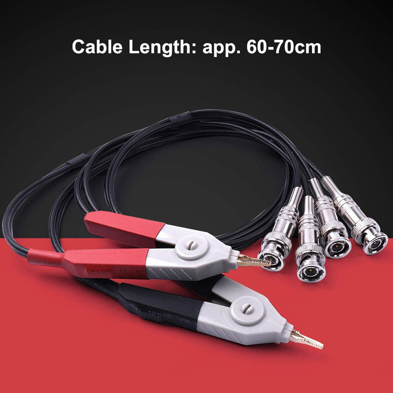 ATOPLEE 2pcs LCR Meter Test Leads Lead Clip Cable Terminal Probe Wires,with 4 BNC Electrician Test Leads Kit,Digital Electrical Test Probes Set for LCR Meter Multimeter (Pack of 2)