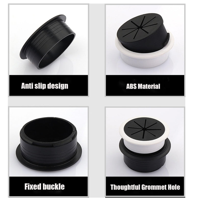 [Australia - AusPower] - Desk Grommet, 6PCS Flexible 2 Inch (50mm) Desk Cable Grommet Desk Cable Hole Covers with Hole Saw, Ideal Solution for Office and Home Table Cable (Black, 2Inch_50mm) (Black) 6PCS 2inch_50mm Black 