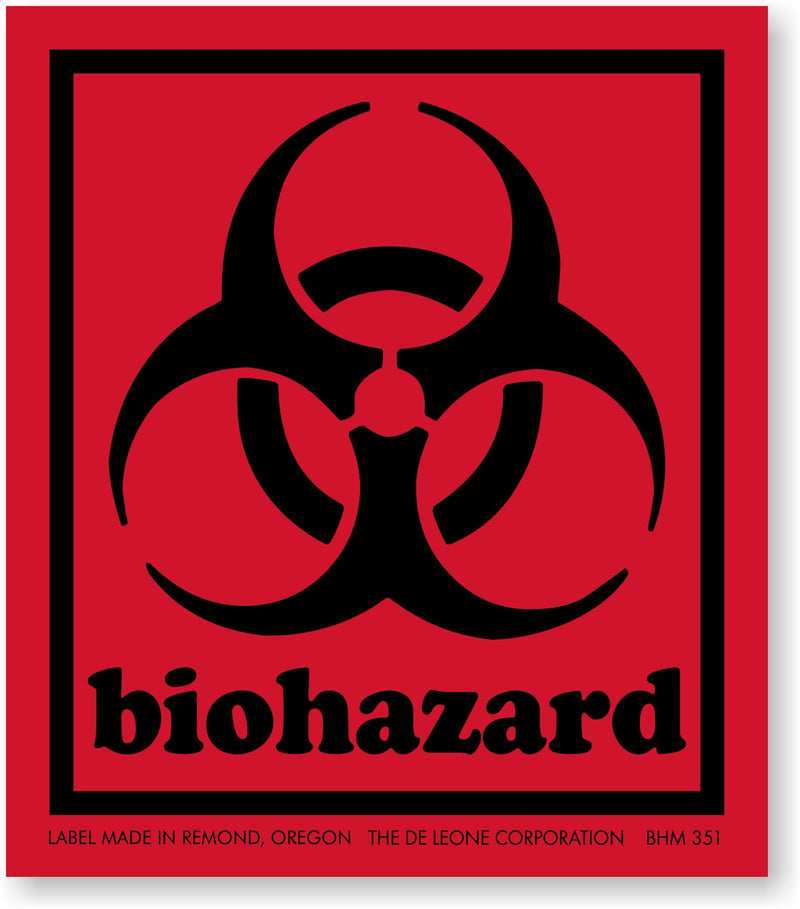 SmartSign Biohazard Labels with Symbol - 500/Roll, 1.75" x 2", Fluorescent Paper Labels with Permanent Adhesive, for Medical, Industrial Use, Deep Orange/Black with Border, Made in USA