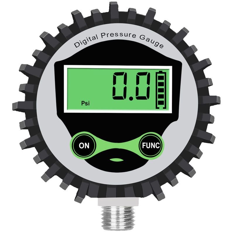 [Australia - AusPower] - Digital Low Pressure Gauge with 1/4'' NPT Bottom Connector and Rubber Protector by Uharbour, 0.35-15 psi, Accuracy 1% .F.S. 0.35-15PSI Bottom Mount 