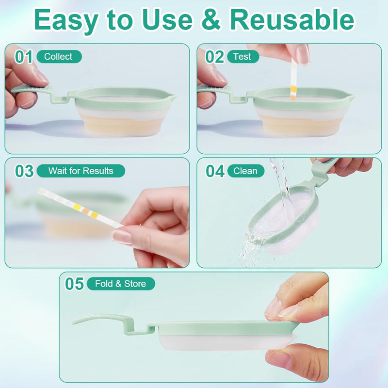 Reusable Urine Cup, 2 Pieces Collapsible Urine Catcher Cup, 50ml Sample Cup Sample Container, Easy to Use and Clean Green - 2 Pcs