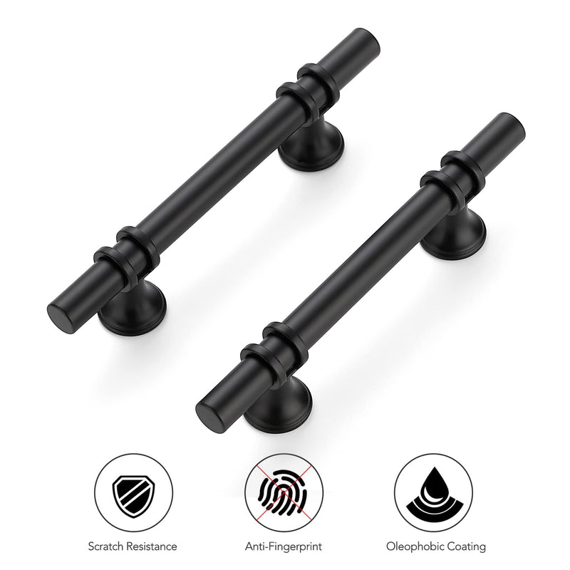 Ravinte 10 Pack 6 Inch Cabinet Pulls Kitchen Cupboard Handles with Round Base Matte Black Drawer Pulls Cabinet Handles 6" Length,3.5" Hole Center