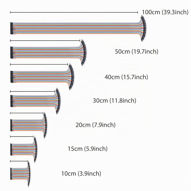 Pack of 120 Breadboard Jumper Wires 20 cm Cable Length Optional Dupont Cable Assorted Male to Female Multicolored Ribbon Cables 7.8 inch (20cm) 120 pieces (40 pin FF/40 pin MM/40 pin MF)