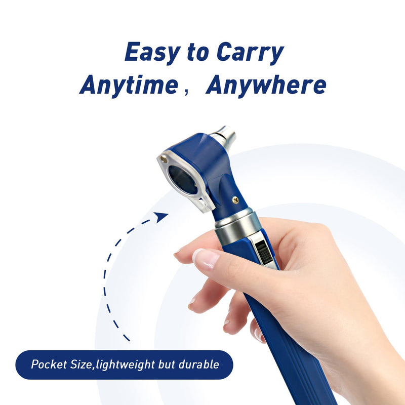 [Australia - AusPower] - Scian Otoscope - Ear Scope with Light for Examination at Home, Pocket Ear Checker Kit with Both Adult and Pediatric Reusable Specula Tips for Nurses, Doctors - Blue-Old 