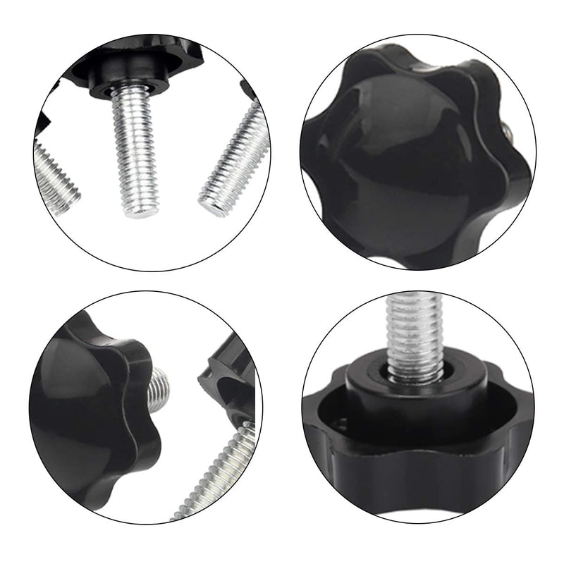 [Australia - AusPower] - 10pcs M6-1.0x20mm Star Hand Knobs,Plastic Black Cap Clamping Knob. (Size: 32×6×20). M6x20 