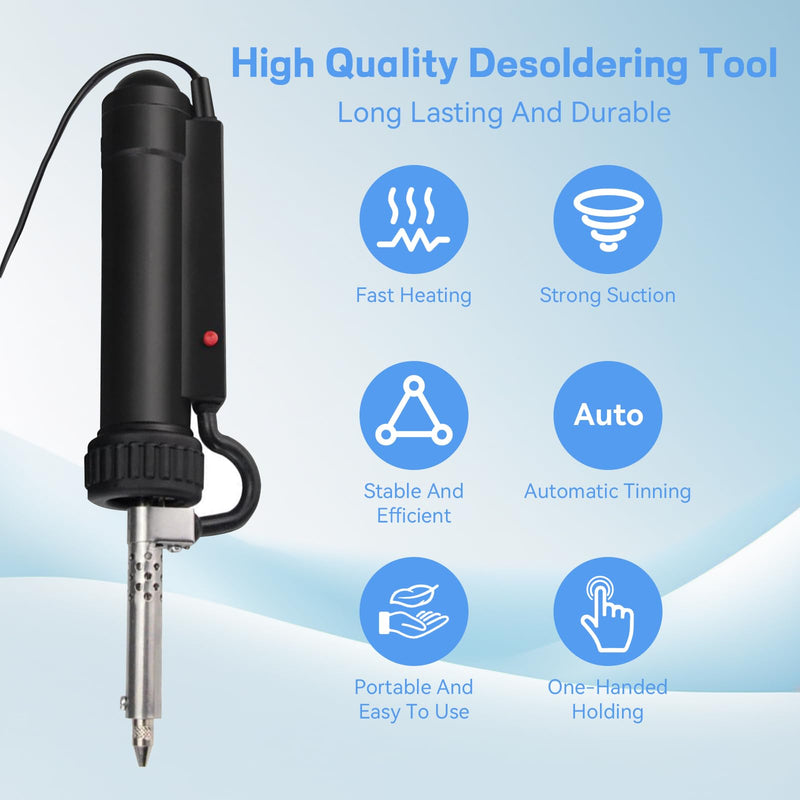 [Australia - AusPower] - Stainless Steel Soldering Suction, Desoldering Pump, Automatic Desoldering Gun with 3 Suction Nozzles, EU Plug, 220 V 350 W Iron Gun, Soldering Tool, Portable Tool for Removing Solder, Engineer Solder 