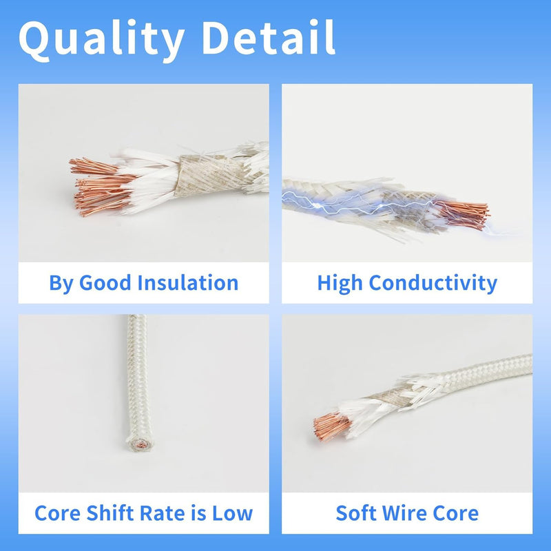 18 Gauge 3 Conductor High Temperature Wire 25Ft, -76-932 ℉ 18 AWG Mica Fiberglass 3 Core Copper Wire Insulated Heat Resistant High Temp Flexible Cable for Lamp Boiler Heater Kiln 18AWG-3C