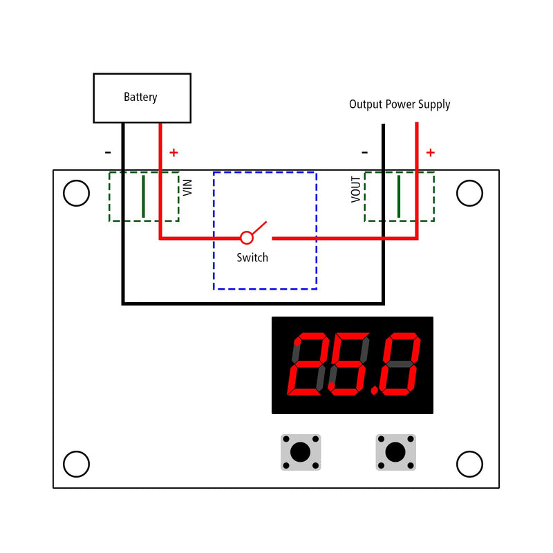 [Australia - AusPower] - 2Pcs XH-M609 Voltage Protection Digital Display Switch Module DC 12V-36V Low Voltage Disconnect Protection Over Discharge Protection Module Output DC 6V-60V 