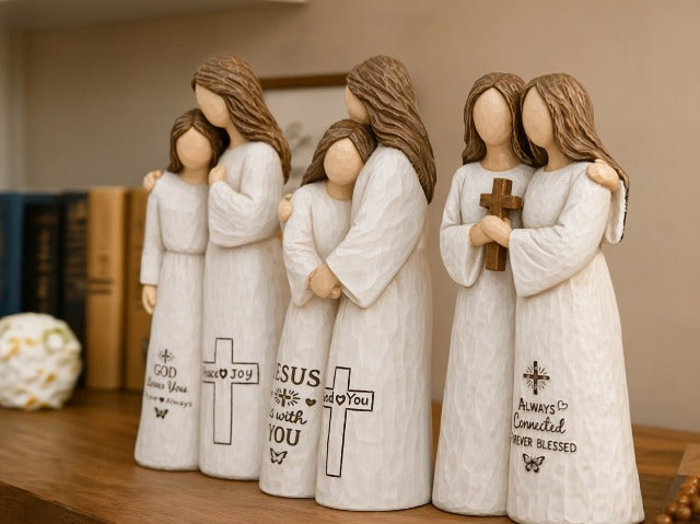 Christian Gifts for Women, Religious Gifts for Women Always Connected Forever Blessed Religious Keepsake Prayer Partner Pastor Church Friend Sister Gift Sculpted Hand-Painted Figurine sisters