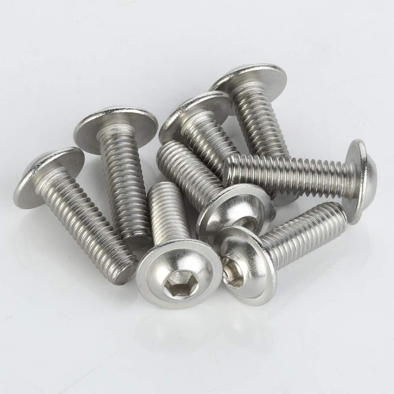 [Australia - AusPower] - M6-1.0 x 16mm Flanged Button Head Socket Cap Screws, Stainless Steel 18-8 (304), Bright Finish, Full Thread, Allen Socket Drive, 25 PCS M6 x 16mm 