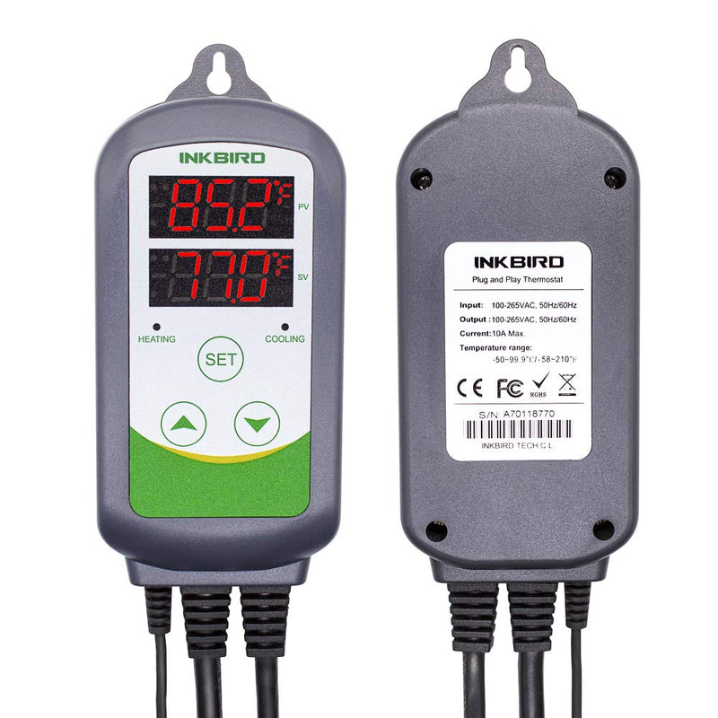 [Australia - AusPower] - Inkbird ITC-308 Digital Temperature Controller Outlet Thermostat 2-Stage 1100W with Sensor Reptile Beer Brewing Kegs Fridge Cured Meat Breeding Growing 
