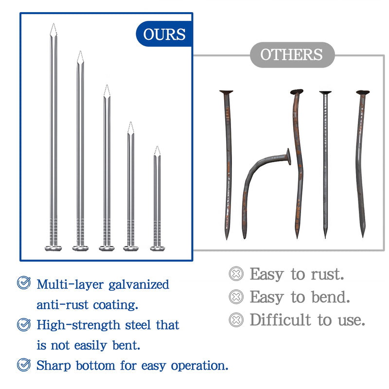 [Australia - AusPower] - 15PCS 6 in Hardware Nails, Wood Nails, Long Nails, Galvanized Concrete Wall Nail for Hanging Pictures and Woodworking, Cement Nails Suit for Drywall and Pine 6 In (15 Nails) 