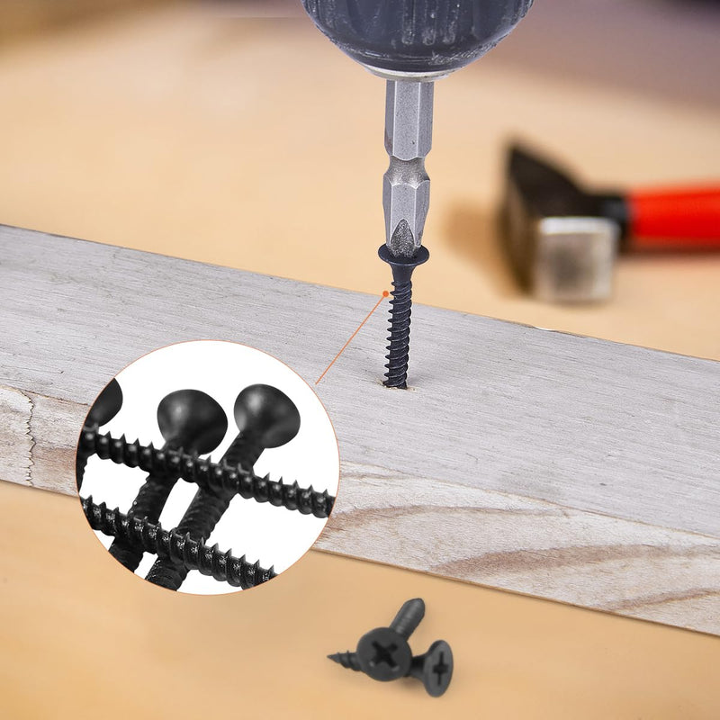 [Australia - AusPower] - High Hardness Drywall Screws Assortment Kit,#6 230pcs (3/4",1",1-1/4",1-1/2",2"),Black Wood Screws, Screws for wood set,5 Sizes Black 