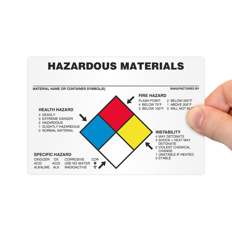 SmartSign (100/Pack) Hazardous Material NFPA Labels, 4 x 6 inch, Write-On 4 mil Thick White Polyvinyl Chloride (PVC), Laminated Stickers with Permanent Acrylic Adhesive, Tear-Resistant, Made in USA