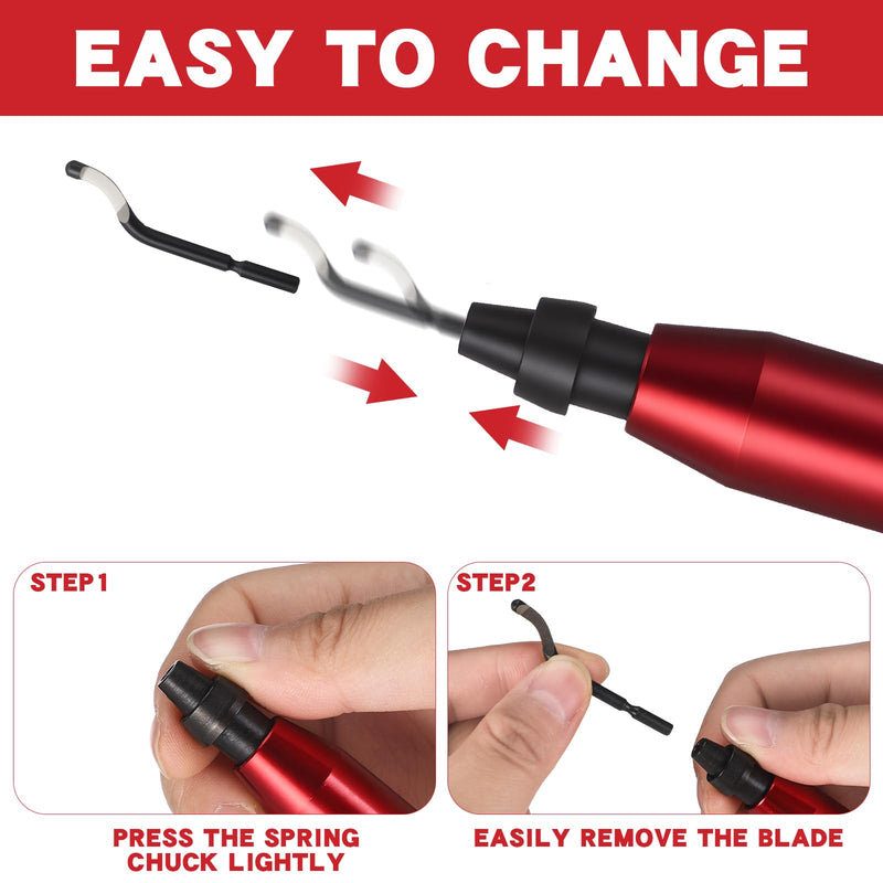 [Australia - AusPower] - 3 Pcs Hand Deburring Tool Kit 2 Countersink Hand Reamer and 1 Deburring Tool with 15 Extra High Speed Steel Swivel Blade for Metal, Resin, Aluminum, Copper, Plastic, 3D Printing, Wood(Red) Red 