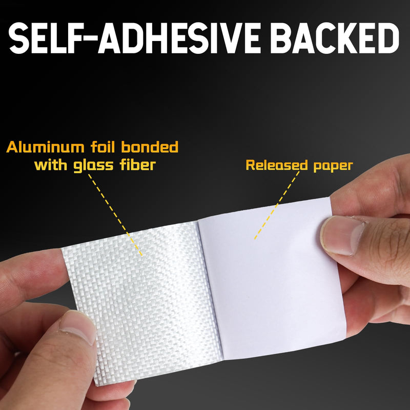 YINTTIAN Aluminum Foil Heat Shield Tape, 2in x 66ft Glass Fiber High Temp Heat Resistant Tape, Silver Self-Adhesive Heavy Duty Reflective Insulation Tape for HVAC Duct, Dryer Vent, Sealing, Patching