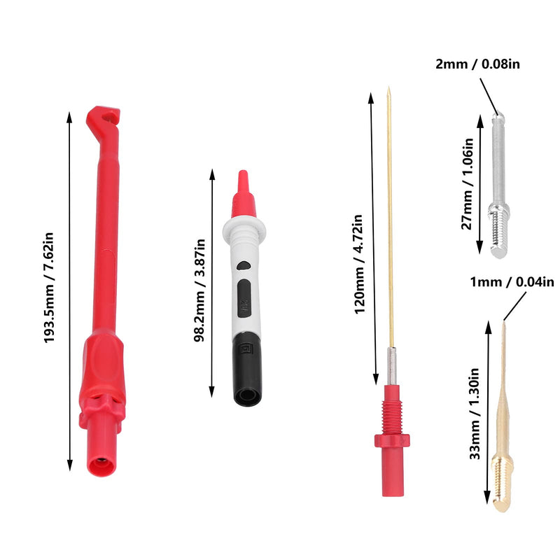 [Australia - AusPower] - P1033B Banana Plug Test Leads Kit, Replaceable Needle & Hook Probes for Multimeter, High Conductivity Brass & Silicone, Ideal for Home, Lab, Auto & Industrial Use 
