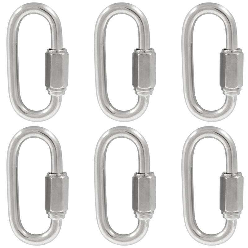 [Australia - AusPower] - 6Pcs Quick Links 3/16 Inch 304 Stainless Steel D Shape Locking Quick Connector, M5 Quick Link Chain Heavy Duty Durable Chain Connector - 648lbs Capacity M5, 6Pcs 