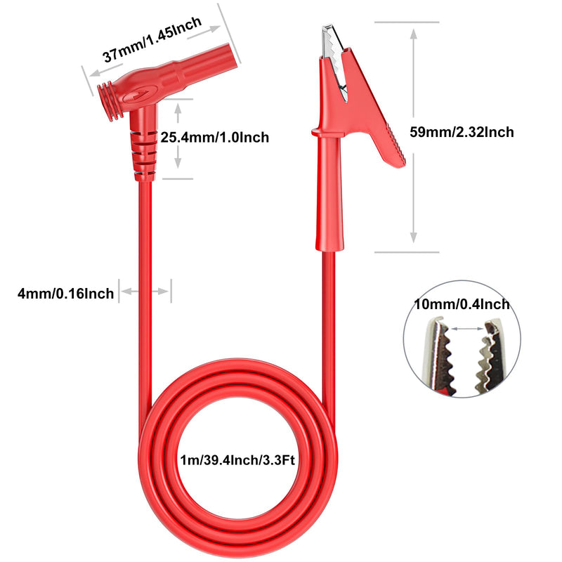 [Australia - AusPower] - Multimeter Alligator clips Test Leads,3Ft 600V/1000V 14 AWG Heavy Duty Banana Plug to Alligator Clips for Multimeter test leads for for Fluke/AstroAI/INNOVA/Klein meter tester, Electrical Testing 2PCS Black-Red 