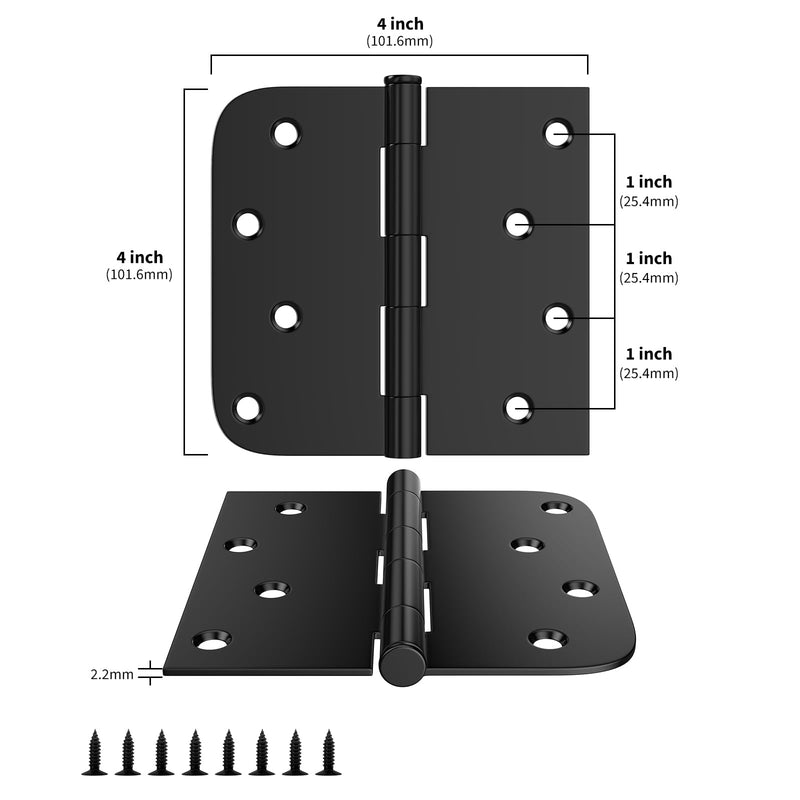 [Australia - AusPower] - goldenwarm 3 Pack 4in Black Door Hinges Interior Door Hinges Black Matte 4 x 4 Inch with Square & Round Corners, Iron Material Matte Black 