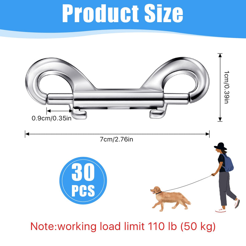 [Australia - AusPower] - 30 Pieces Double Ended Bolt Snaps Hooks, Aemygo 2.7 Inch Heavy Zinc Alloy Trigger Clips Metal Chain Clips Key Holder for Linking Dog Leash Feed Buckets Key Chain PET Sling 