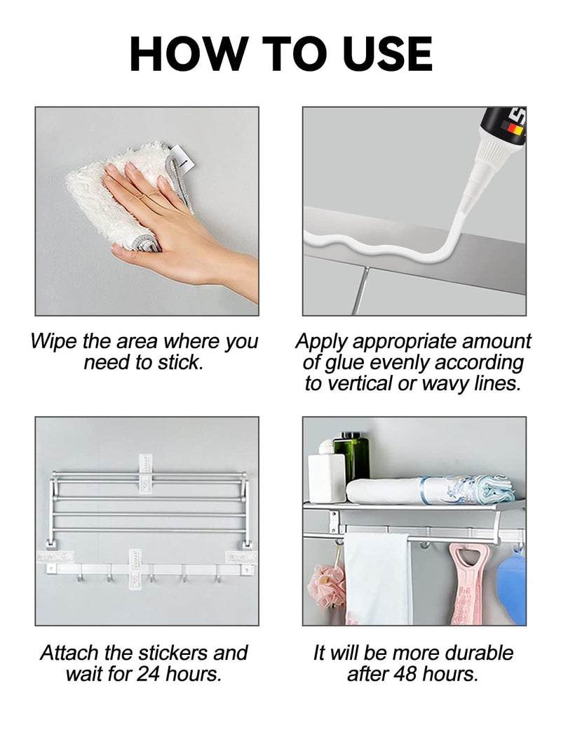 [Australia - AusPower] - Lanstics 5PCS Sealant Fix, All Purpose Glue Kit Quick Drying Glue with Snip Tip Applicator Caps, Invisible Nail-Free Sealant Strong Repair Sealing Fix for Stick Kitchen Shelves Metal Glass Wood 