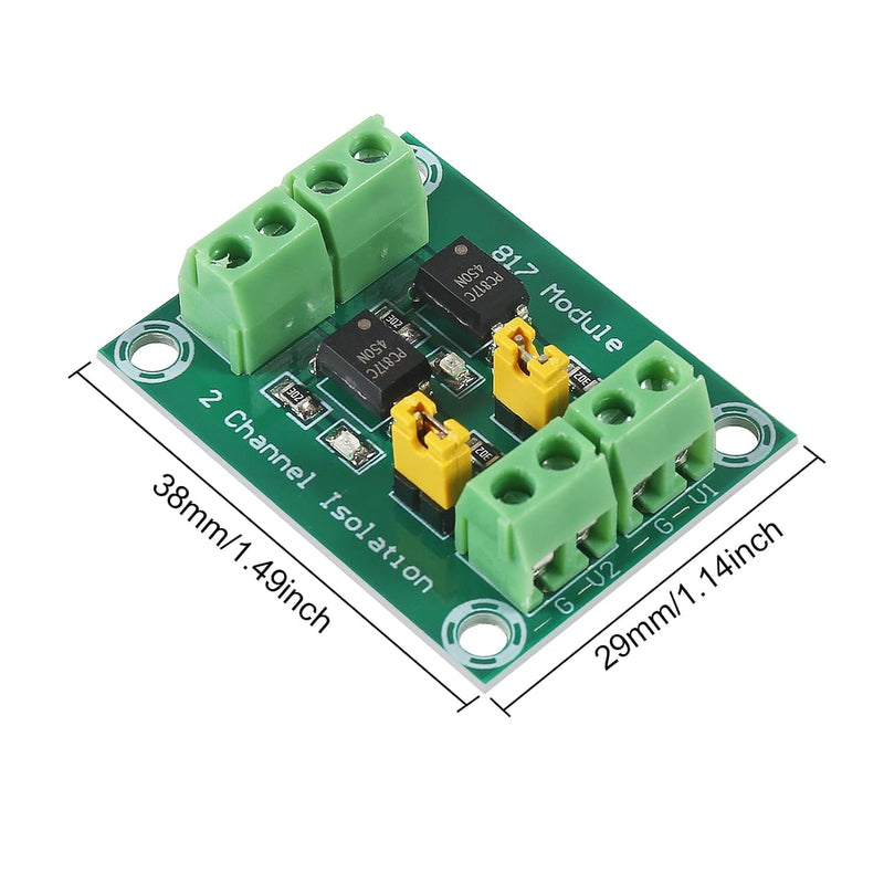 PC817 2 Channel Optocoupler Optical Isolator Module Input 3.6-30V 1CH Insulated Current Transformer Board (2 CH) Pack of 2 2CH