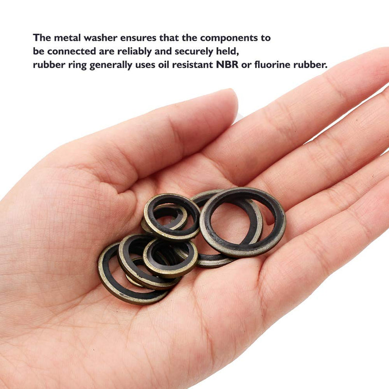 [Australia - AusPower] - 150Pcs Metal Bonded Seal Washer Assortment Kit Bonded Washer 8 Sizes M6, M8, M10, M12, M14, M16, M18, M20 