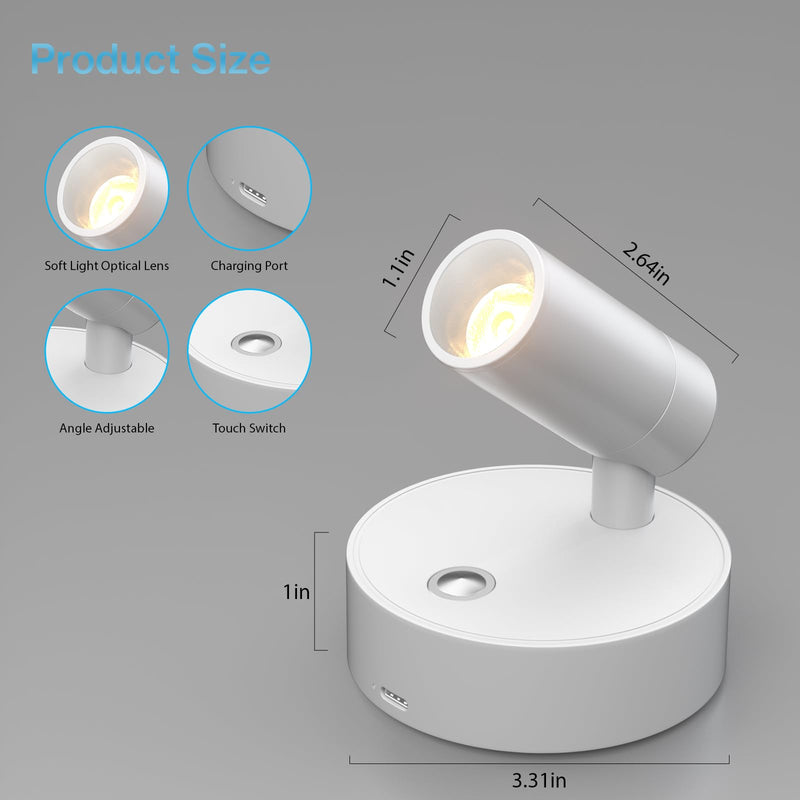 [Australia - AusPower] - Olafus LED Wireless Spotlight Indoor, Rechargeable Battery Uplighting Indoor with Remote & Timer, 3CCT Picture Lights for Wall, Mini Art Accent Light for Plants, Artwork, Painting, 2 Pack White 