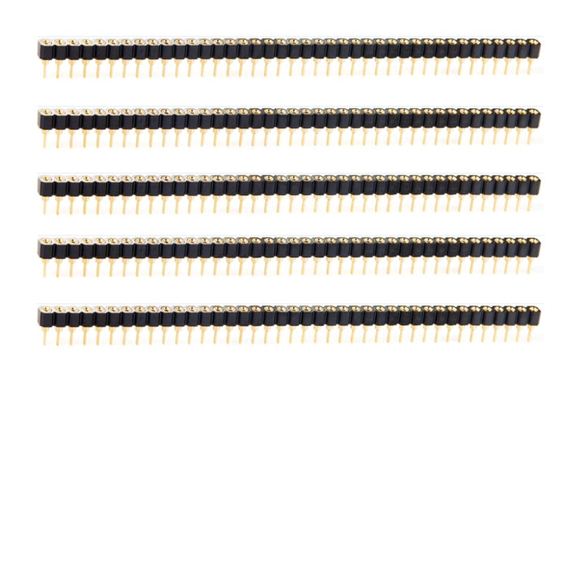 [Australia - AusPower] - 2.54mm 0.1" Pitch 1x40Pin Circular Female Socket Pin Row 40P Single Row Straight Female/Male Socket/Pin Header Connector Gold Plated, Pack of 5 