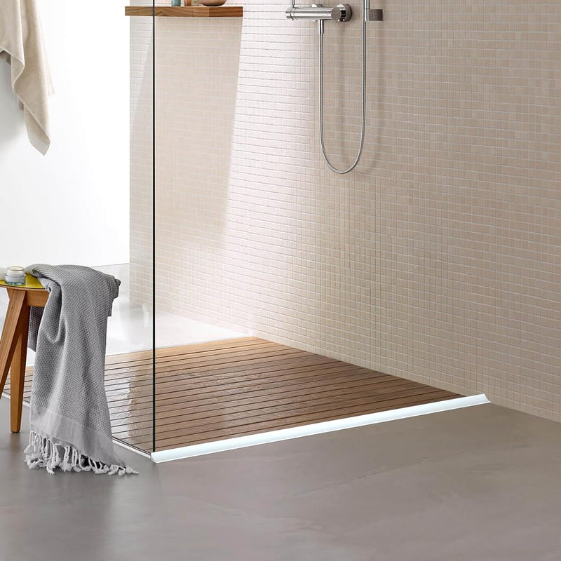 118"Shower Threshold Water Dam Barrier,Shower Dam Water Stopper for Frameless Shower Door Bottom,Silicone Sink Splash Guard for Kitchen Bathroom,Corner Shower Water Guard for Bathtub,Transparent 118 Inch Transparent