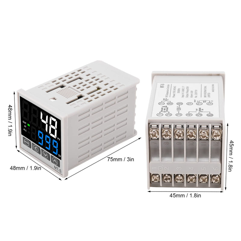 [Australia - AusPower] - PID Temperature Controller Kit, Intelligent Digital Display, Backlit Display with Heating and Cooling Modes for Home Brewing (48 X 48mm) 48 X 48mm 
