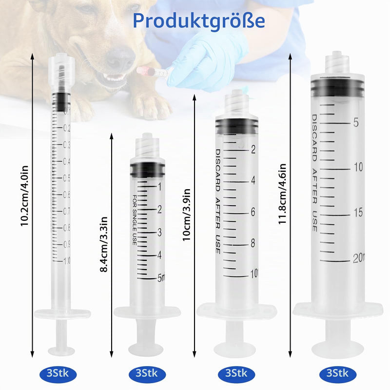 12 x 1-20ml Luer Lock Syringes with Blunt Needles | 5 dispensing needle sizes 14G-20G, scales and caps for glue, oil, ink, crafts and liquid transfer
