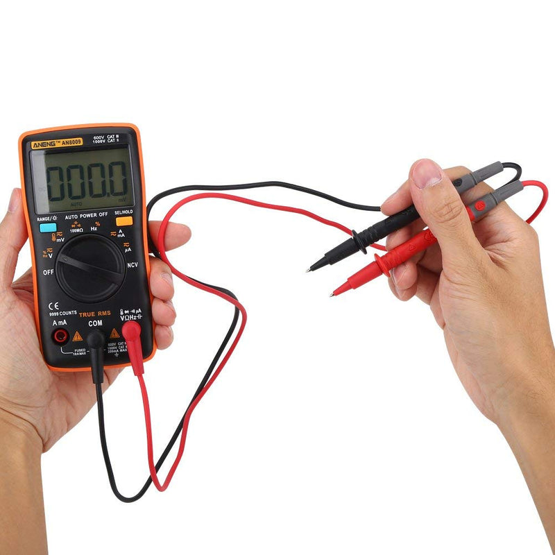 [Australia - AusPower] - AN8009 Auto Ranging Digital Multimeters LED 9999 Count True RMS AC/DC Voltage HFE Electronic Meter Voltage Current Amp Resistance Diodes Continuity for Automotive 