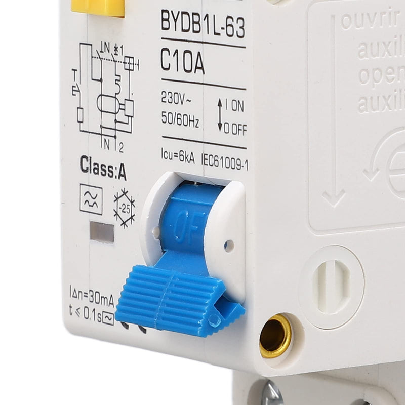 [Australia - AusPower] - Fi Circuit Breaker AC 230 V 30 mA C10 1P+N Circuit Breaker Hat Rail Leakage Protection Overload Protection Residual Current Device FI/LS Switch Circuit Breaker 10A 