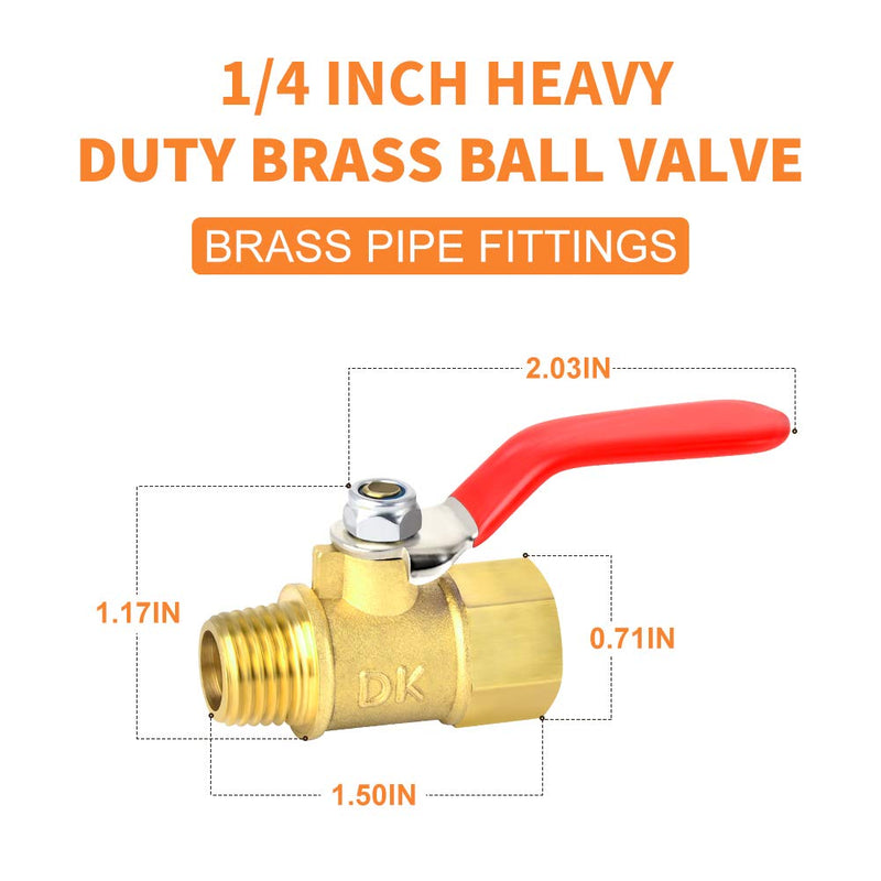 [Australia - AusPower] - GASHER 6PCS 1/4 Inch Brass Mini Ball Valve Shut Off Switch, 1/4 Inch Male x Female NPT Thread Pipe Fitting 1/4" FNPT x 1/4" MNPT 6 