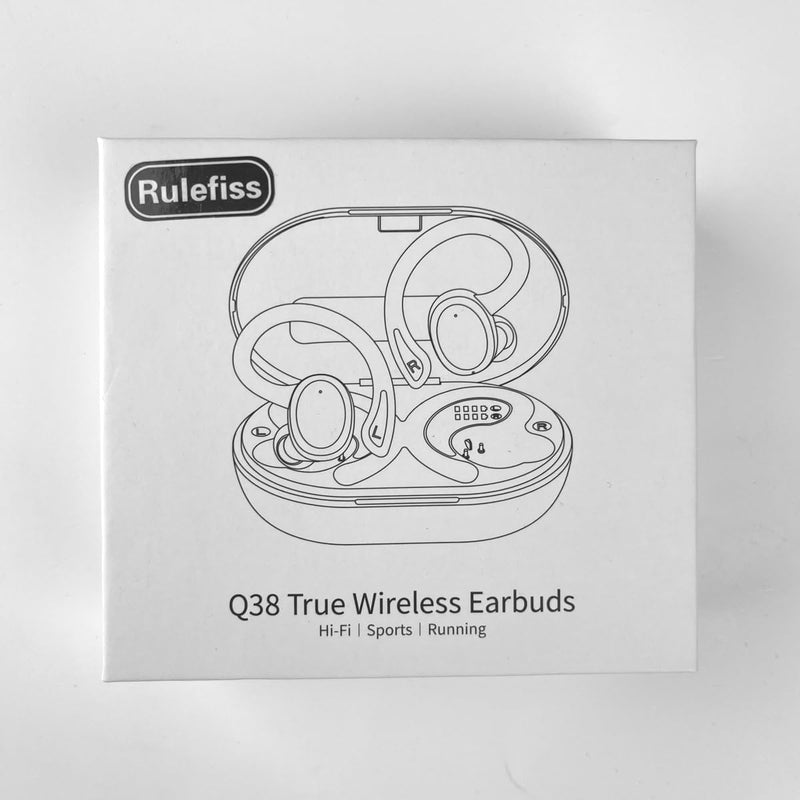 [Australia - AusPower] - Wireless Earbuds Bluetooth Headphone Sport, 2024 Bluetooth 5.3 Earbud 14.2mm Driver Stereo Over Ear Buds, 48Hrs Earphone with Earhook, Noise Cancelling Mic, IP7 Waterproof Headset for Workout/Running 800 mAh Black 