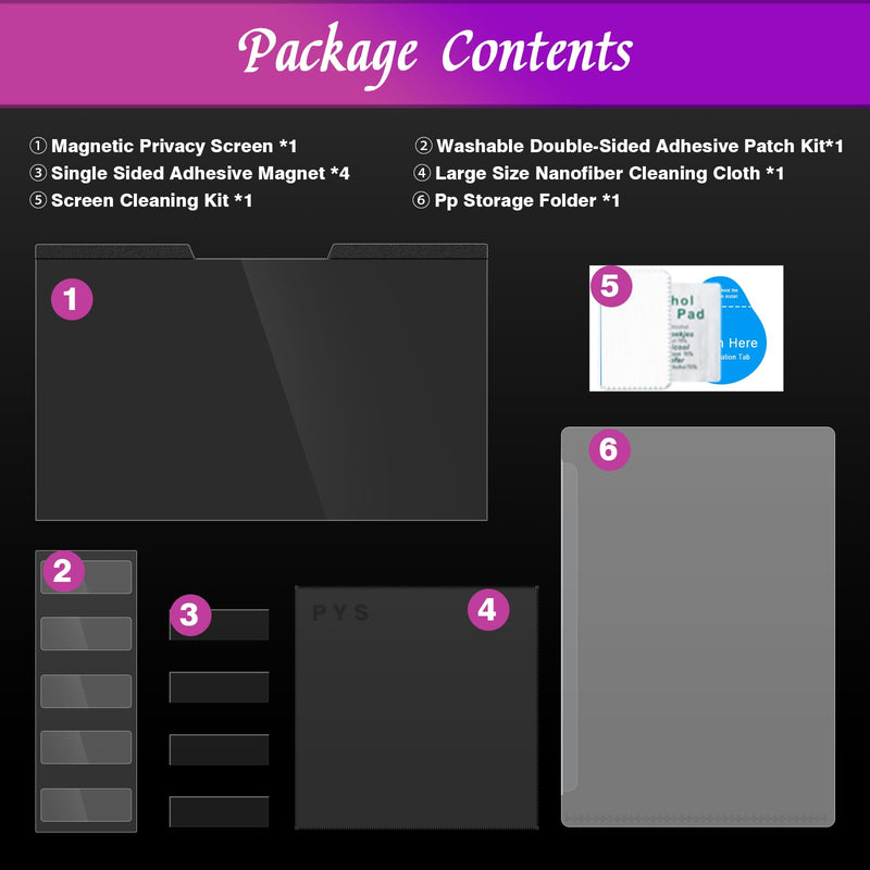 [Australia - AusPower] - PYS Magnetic 14 Inch Laptop Privacy Screen(16:9 Aspect) - Computer Screen Privacy Shield, Anti-Glare Blue Light Filter, Detachable Privacy Screen Protector for Lenovo Thinkpad, HP Elitebook, Dell 14 Inch (16:9) 