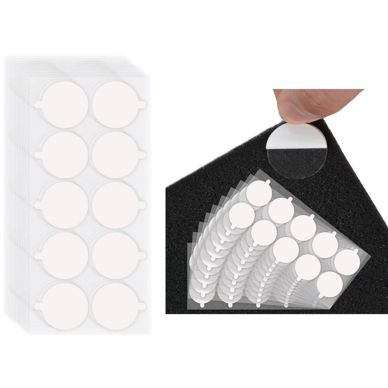 500Pcs Double Sided Tape for Acoustic Foam Panels, Removable Mounting Tape Wall Strong Adhesive Sound proofing Transparent Putty Clear Sticker Heavy Duty 1inch Round 500Pcs Round