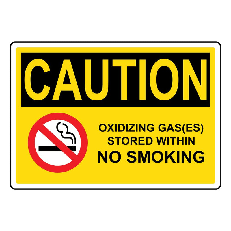 OSHA CAUTION Oxidizing Gas Stored Within No Smoking Sign With Symbol Style 301 Caution Metal Tin Sign 12x16 Inch for Safety 12x16in/30x40cm