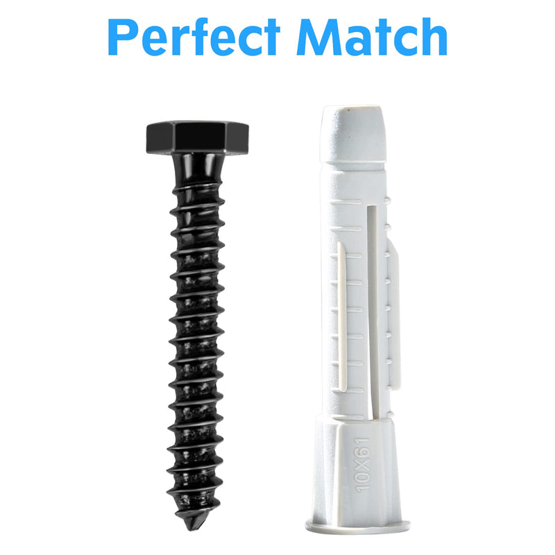 [Australia - AusPower] - MOUNTUP Lag Bolt Kit for TV Wall Mount Comes with M8×65mm Lag Bolt & Washer for Wood Stud, Plastic Anchors for Concrete Wall, includes Bubble Level for Easy Installation, MU0041-B 