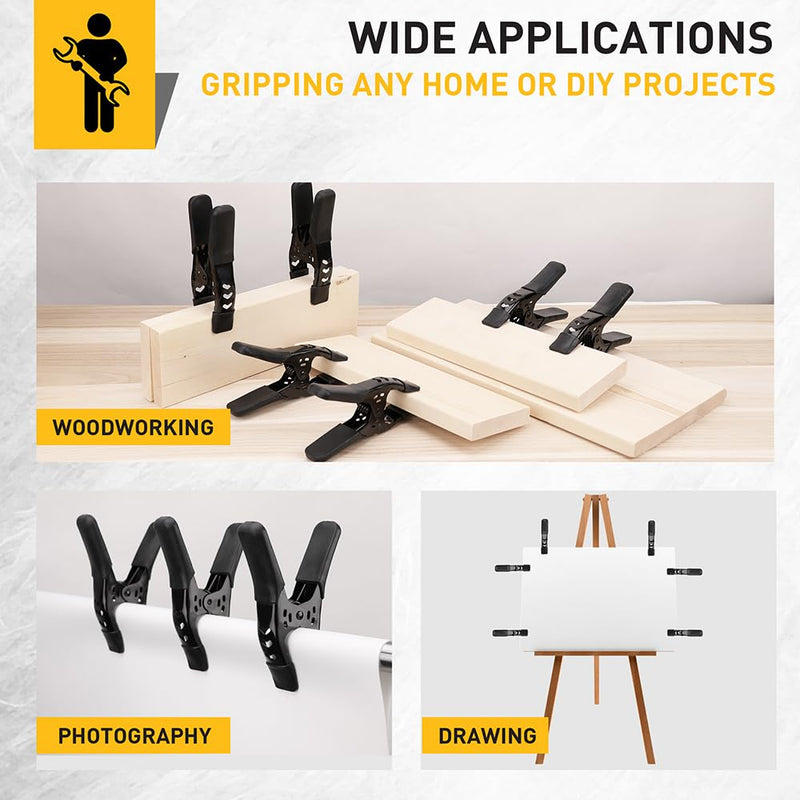 [Australia - AusPower] - Heavy Duty Metal Spring Clamps: 4-Piece for Woodworking Spring Clamps 6-inch Tarp Clamps Heavy Duty Clips Spring Clips Metal Clamp Large Heavy Duty Clamps for Pool Cover Backdrop Stand Clamps 4-Piece Metal Spring Clamps 
