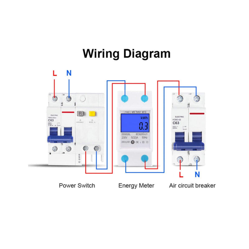 [Australia - AusPower] - Single Phase Energy Meter Electric Meter LCD KWH Meter 110-130V 5-32A 60Hz DIN-Rail Power Meter Backlight Electricity Power Consumption Wattmeter 