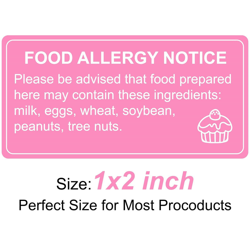 [Australia - AusPower] - 1000 pcs Food Allergy Stickers, 1x2 Inch Food Labels for Food, Bakery, Cookie, Kitchen 1000.0 