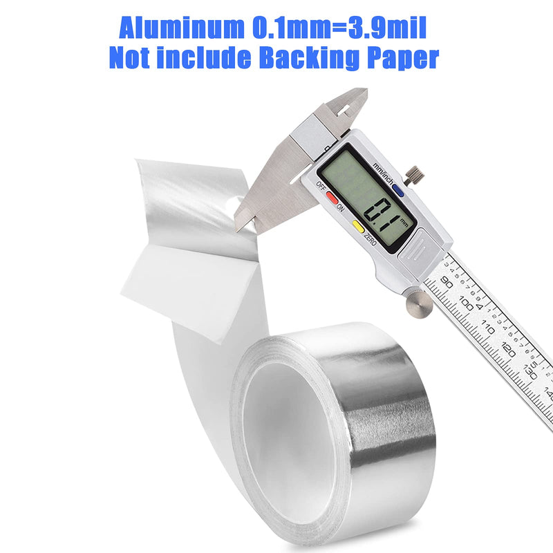 Romeda Aluminum Foil Tape, 2 inch x 65 Feet Foil Tape (3.9 mil), Silver Insulation Adhesive Metal Tape, High Temperature Heavy Duty HVAC Tapes for Ductwork, Dryer Vent, HVAC 2 inch x 65 Ft