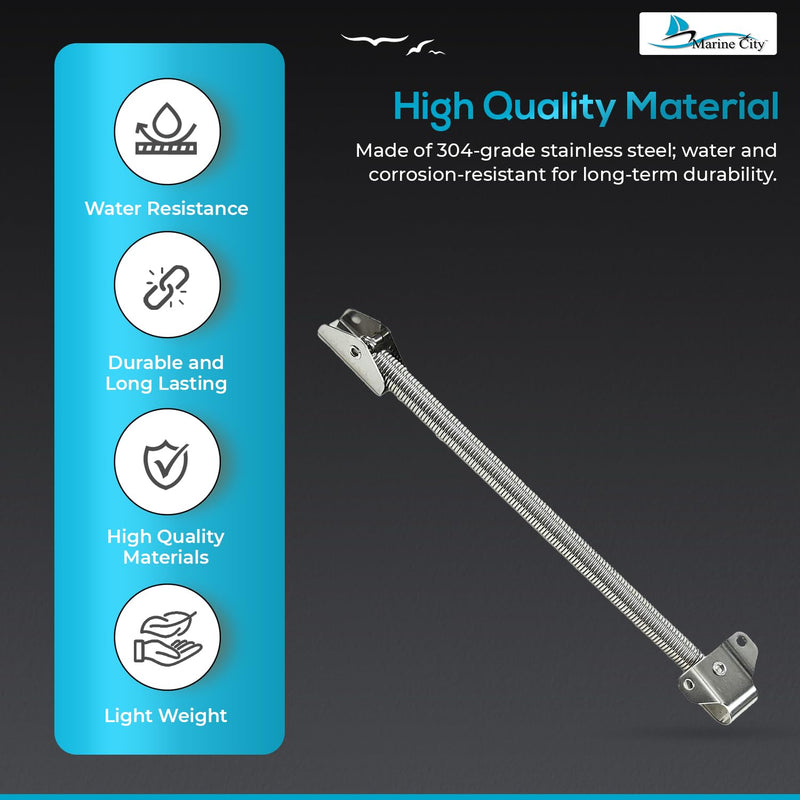 MARINE CITY Stainless Steel Strong & Sturdy Gloss Polished Finish Hatch Spring Adjuster with U-Bolt and L-Shape Plate for Lighter Door Cabinet Doors Window Hatches 8-7/16 Inch