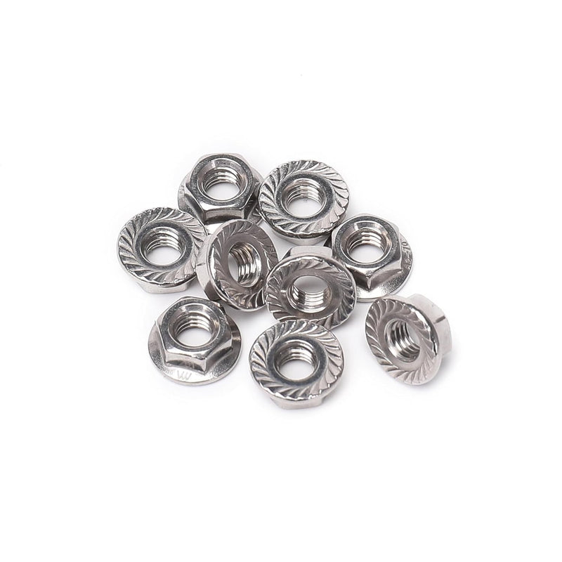 [Australia - AusPower] - 50 Pieces M5 Flange Nuts, M5-0.8mm Serrated Hex Flange Lock Nuts, 304 Stainless Steel,Plain Finish 