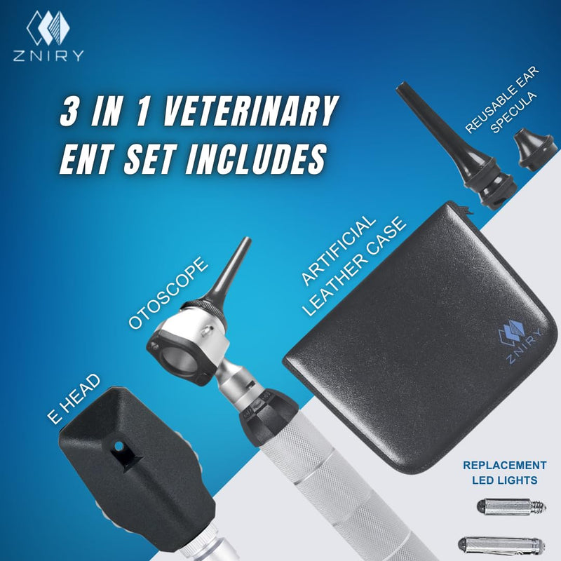 [Australia - AusPower] - Veterinary LED ENT Otoscope Diagnostic Set, with 12 Various Diagnostic Instruments 