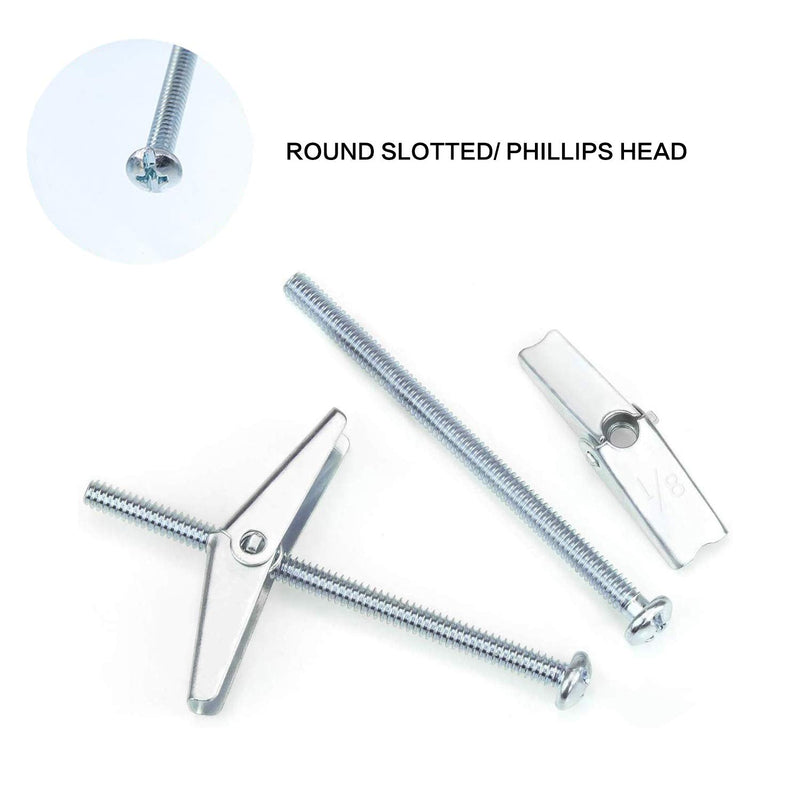 [Australia - AusPower] - 1/8X2-Inch Toggle Bolt and Wing Nut for Hanging Heavy Items on Drywall (50 Pack) 1/8x2inch-50pcs 